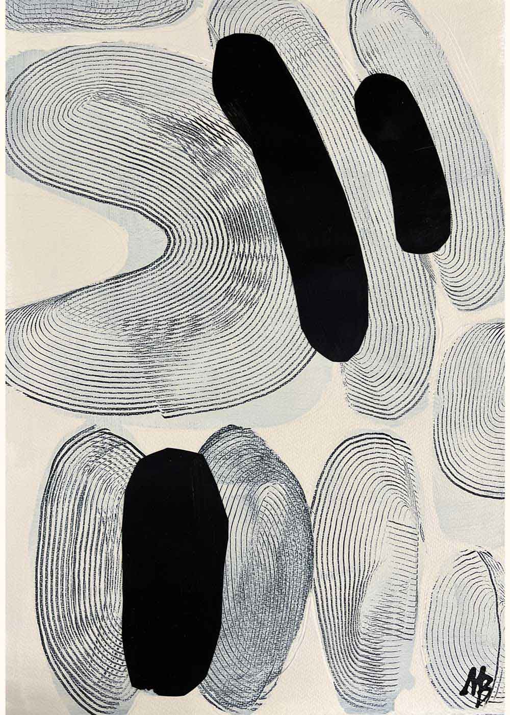 Artworks on paper by Malene Birger. BLACK-DOMINATES no2